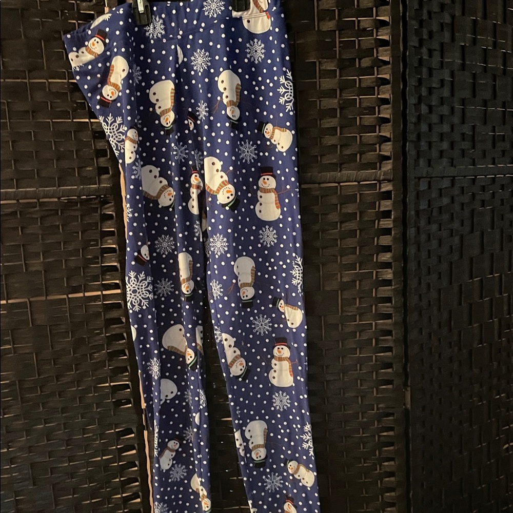 Snowman Print Kids Pajamas - Blue